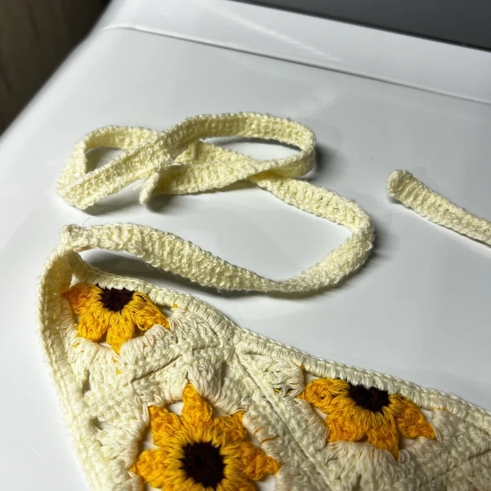 Embroidered Sunflower Bandana